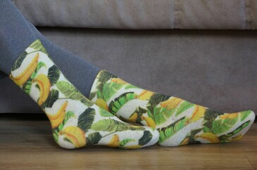 Шерстяные носки ®Mahra внутри с принтом Бананы, мама! С листьями Шерстянки