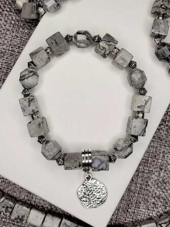 Браслет из натурал. камней Серая яшма, 18-19 см Temerdash