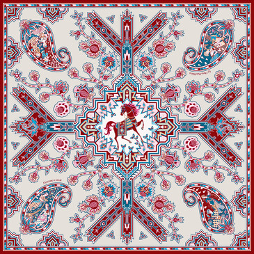 Платок Кавказский скакун, 90x90, Nina Ruchkina