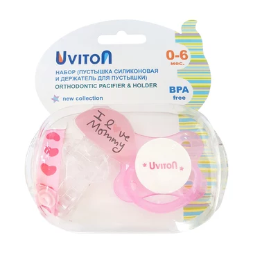 Пустышка и держатель I love mam Uviton