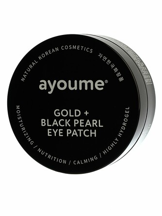 Маски-Патчи для глаз от темных кругов с золотом и черным жемчугом gold+black pearl eye patch (30 пар) Ayoume