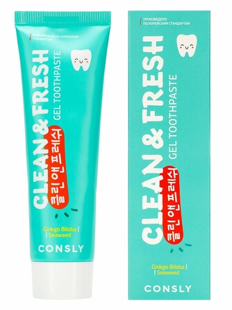 Гелевая зубная паста Clean&Fresh с экстрактами гинкго билоба и морских водорослей, 105г Consly