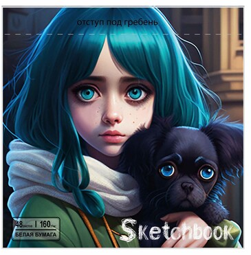 Скетчбук Аниме Девочка с голубыми волосами, 48 листов Centrum