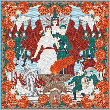 Платок Победа, 90x90, Nina Ruchkina