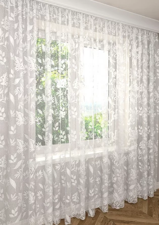 Тюль Жаккард Листья Inva