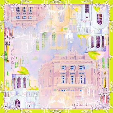 Платок Я горожанка, 90x90, Nina Ruchkina