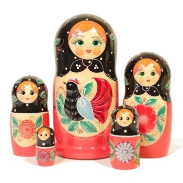 Матрешка Городец (5 кукол) Русские Деревянные Игрушки
