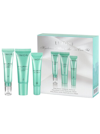 Набор для лица (3 пр.) Hyaluronic Ultra Moisture Care Set, 25 мл+15 мл+15мл Limoni