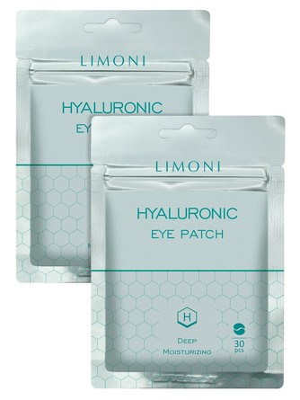Патчи для век увлажняющие с гиалуроновой кислотой Hyaluronic Eye Patch (2х30 шт.), 30 шт+30 шт Limoni