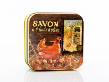 Мыло с вербеной в металлической коробке Курятник, 100 гр. La Savonnerie de Nyons