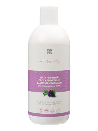 Шампунь для восстановления волос с маслом из листьев усьмы и виноград 500 мл Ecoreal