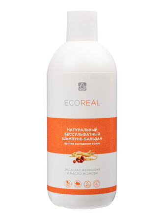 Шампунь против выпадения волос с экстрактом женьшеня и маслом жожоба 500 мл Ecoreal