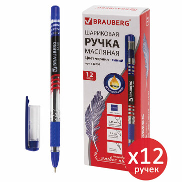 Ручка шариковая spark, синяя, выгодная упаковка, 12 штук, 0, 35мм Brauberg