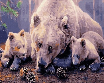 Картина для рисования по номерам на подрамнике. Три медведя ВанГогВоМне, 3