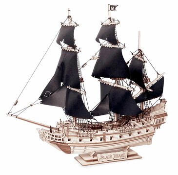 Сборная модель из дерева Пиратский корабль Черное Сердце, 47,5x22x43,5 Lemmo