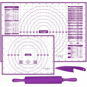 Набор для выпечки (2 коврика, нож, скалка) Daswerk