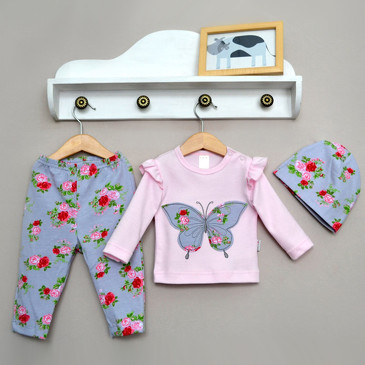 Комплект (блузка, брюки и шапка) Цветочные крылья Baby Boom