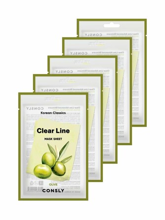 Набор (5 шт.) Маска для лица тканевая с оливой Consly