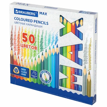 Карандаши цветные max 50 цв. Супермягкие Brauberg
