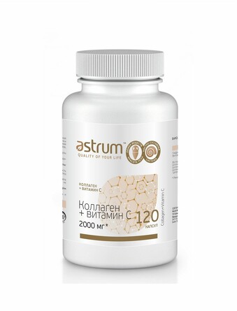 БАД. Комплекс Коллаген+Витамин С (120 капсул по 620 мг),  Astrum