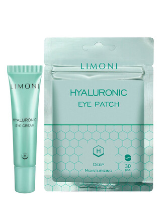 Набор для кожи вокруг глаз (крем и патчи (30 шт.)) Hyaluronic eye care set, 15 мл, 30 шт Limoni