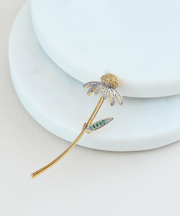 Брошь позолоченная с фианитами. Погадайте на любовь Little Mystery