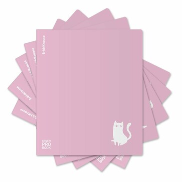 Комплект общих тетрадей (5 шт.) с пластиковой обложкой на скобе CoverProBook Brave cats, фиолетовый, А5+, 48 листов, клетка  ErichKrause