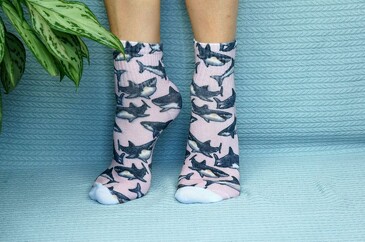 Носки укороченные Акула на розовом Cotton Print 