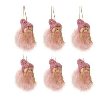 Набор Шесть ангелов в розовых шубах 8х6 см Due Esse Christmas