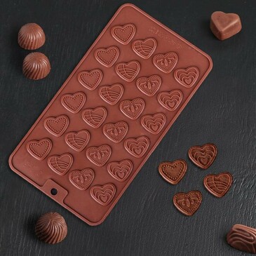 Форма для шоколада 24 ячейки Сердечки Доляна