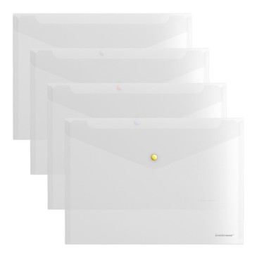 Набор (12 шт.) Папка-конверт на кнопке Glossy Clear A4 ErichKrause