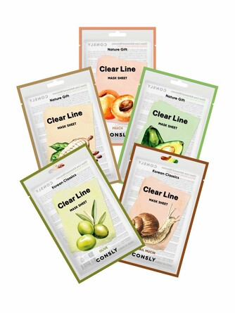 Маски для лица тканевые увлажняющие питательные, 5 шт. Consly