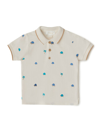 Футболка-поло beige turtle broderie Babybu