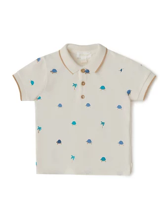 Футболка-поло beige turtle broderie Babybu
