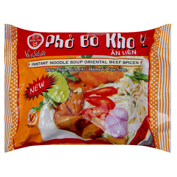 Лапша б. п. со вкусом тушеной говядины (Pho Bo KHO), 60 г, пакет (6 шт.) Bich Chi
