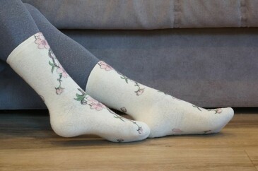 Шерстяные носки ®Mahra внутри с принтом Когда сакуры в цвету Шерстянки