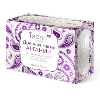Натуральное мыло для сухой и чувствительной кожи лица и тела с маслом арганы, 100 гр Teana
