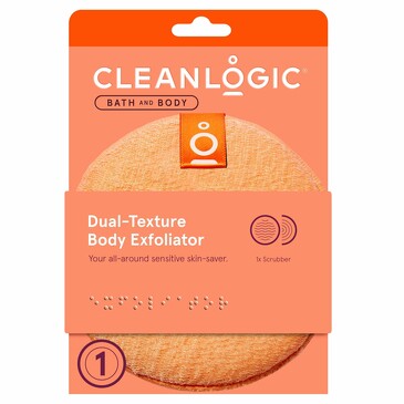 Мочалка двусторонняя для массажа и пилинга тела Cleanlogic