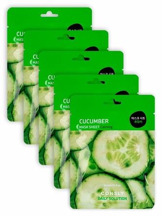 Набор (5 шт.) Маска для лица тканевая с экстрактом огурца Consly
