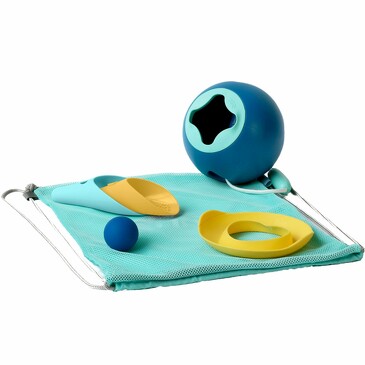 Набор пляжный (шар-ведёрко, совочек, сито-совочек, мячик, формочка-сердечко) в пляжном мешке Quut