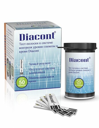 Тест-полоски к системе контроля уровня глюкозы в крови (50 шт.)  Diacont