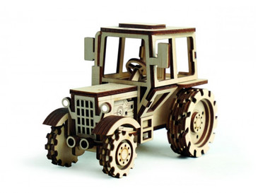 Конструктор 3D деревянный подвижный Трактор Lemmo