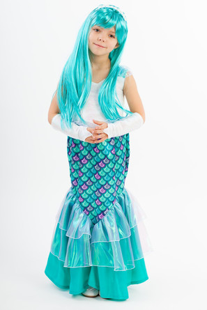 Костюм карнавальный Русалка (платье, ободок, парик) Пуговка