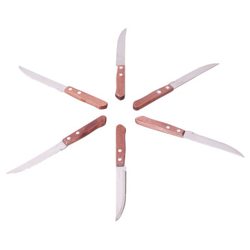 Набор стейковых ножей 6 предметов с деревянными ручками (лезвие 11.5 см) Kamille