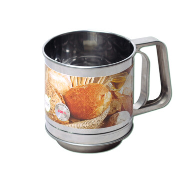 Кружка-сито для просеивания муки с одинарным ситовым дном 10х10 см Kamille