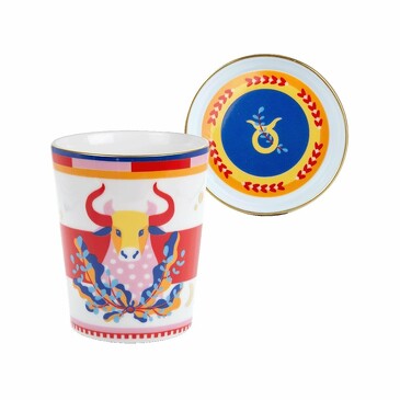 Стакан с крышкой-блюдцем Zodiac Vibe телец 9х12 см Baci Milano