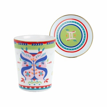 Стакан с крышкой-блюдцем Zodiac Vibe близнецы 9х12 см Baci Milano