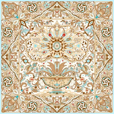 Платок Арабески 100% шелк, 90x90, Nina Ruchkina
