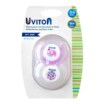 Пустышка ортодонтическая Слоник/Узор (2 шт.) Uviton