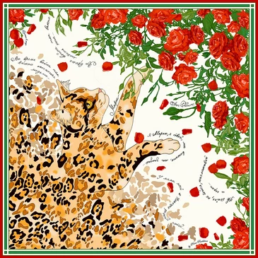 Платок Русский кот, 90x90, Nina Ruchkina